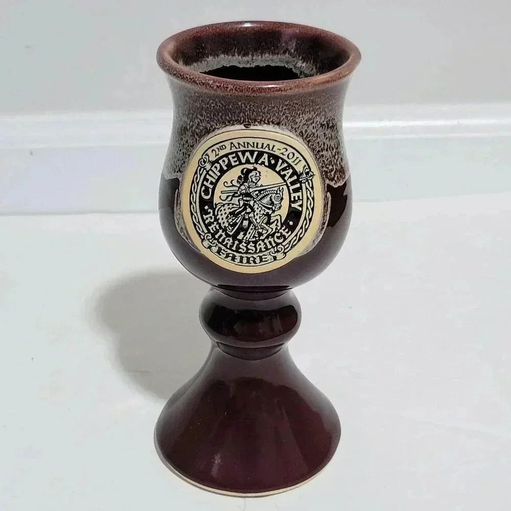 Grey Fox Pottery Wine Goblet Chippewa Valley Renaissance Faire 2011 Michigan